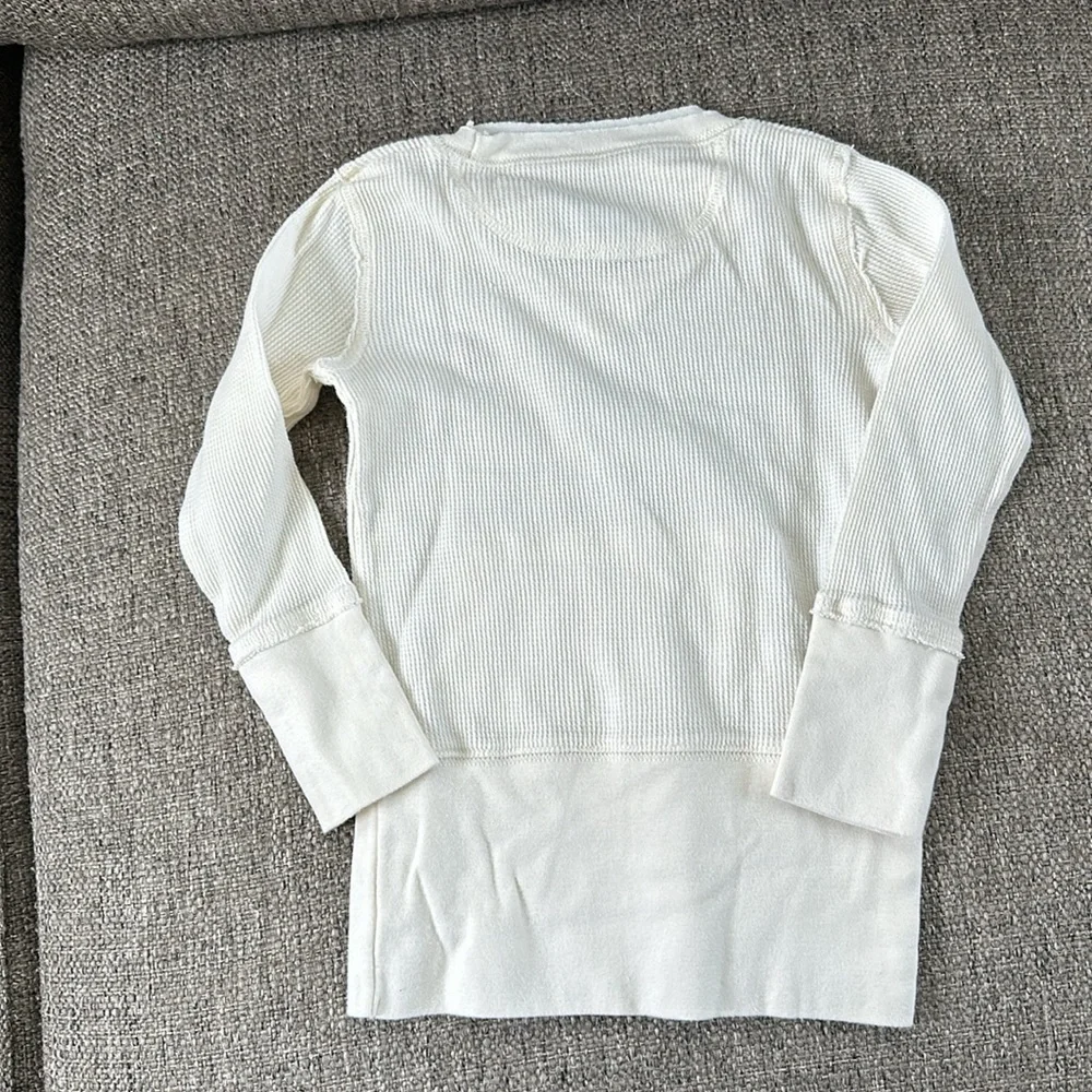 Ralph Lauren Polo Girls Long Sleeve Cream Off White Thermal Shirt Size 4